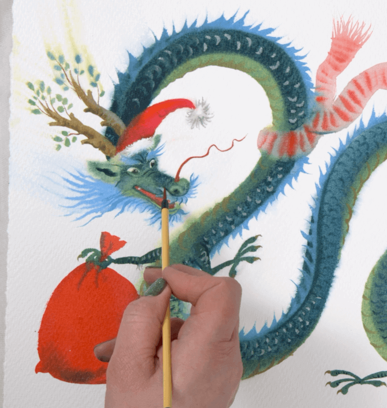 Новогодняя иллюстрация с драконом